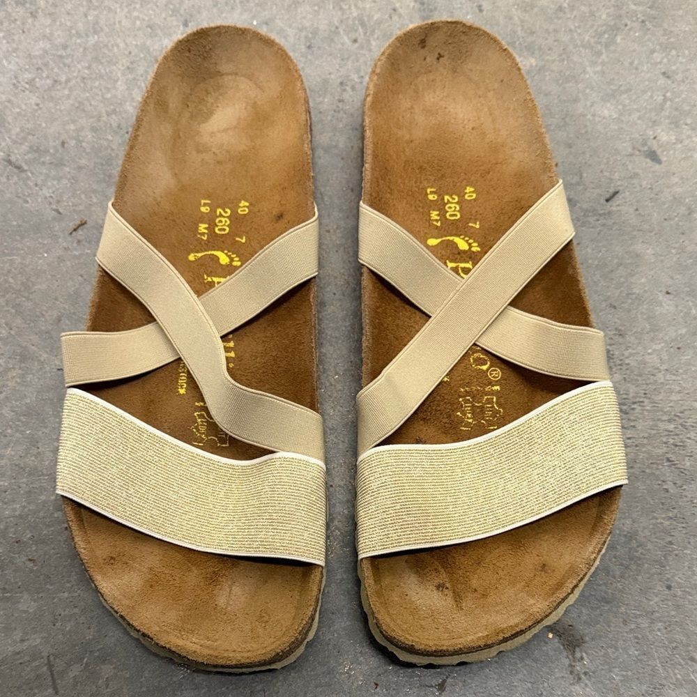Birkenstock Beige Cross-Strap Sandals